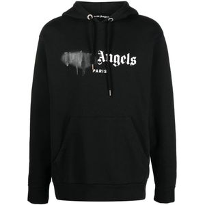 Palm Angels Paris gespoten logo zwarte hoodie