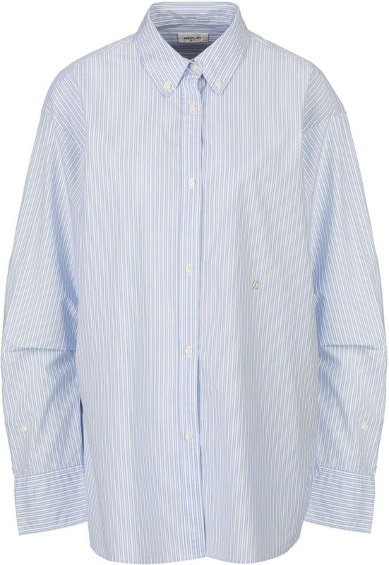 Replay Linnen Overhemd Y/D Streep Katoen Popeline