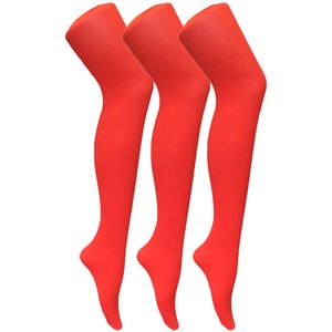 3 paar dames gekleurde ondoorzichtige 80 denier panty's - Vuur Rood