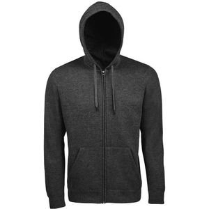 SOLS Heren Zeven Volle Zip Hooded Sweatshirt / Hoodie (Houtskool mergel)