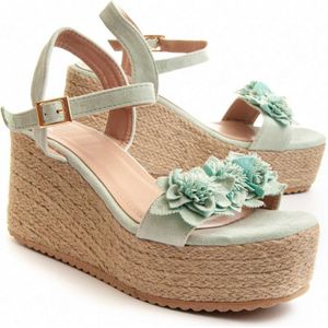 Montevita Sparto Wedge Sandal New3 in bloemen groen