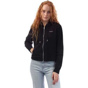 DKNY Dames/Dames Bezaaid Logo Full Zip Hoodie (Zwart)