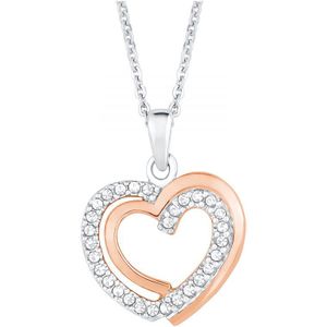 Amor Ketting met hanger voor dames, sterling zilver 925, zirkonia (synth.) hartje