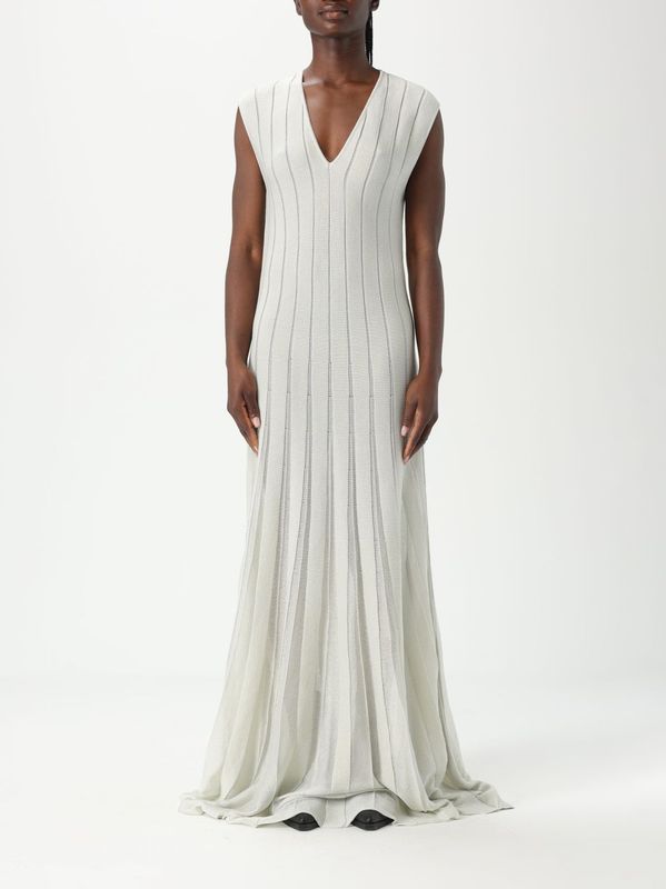 Golden Goose - Gebreide Maxi Jurk - Wit - Dames - V-Hals