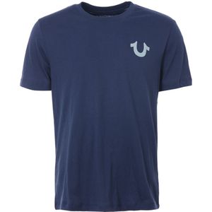 True Religion T-shirt met ronde hals en schuine logoprint op de rug voor heren, blauw
