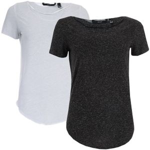 Vero Moda Lua T-shirt Voor Dames, Set Van 2, Zwart En Wit - Maat 36