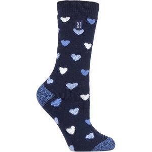 Heat Holders Lite - Geïsoleerde thermo damessokken - Navy Heart (Jasmine)