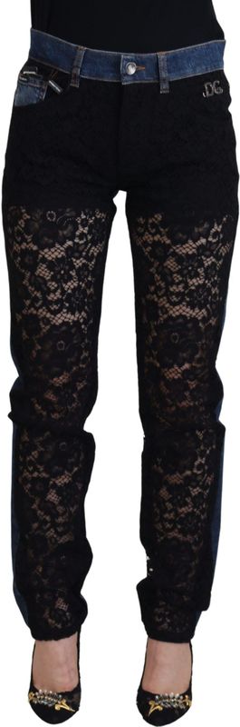 Lace Panel Denim Jeans Modelpan74208