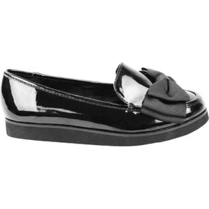 Where's That From Dames/Dames Alpha Bow Patent Faux Leather Wide Loafers (Zwart)