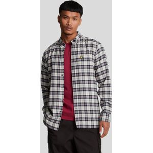 Lyle & Scott - Geruit Flanellen Overhemd - Marineblauw - Lange Mouwen - 100% Katoen