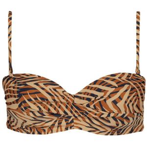 Barts voorgevormde strapless bandeau bikinitop Yindi beige/donkerblauw/oranje