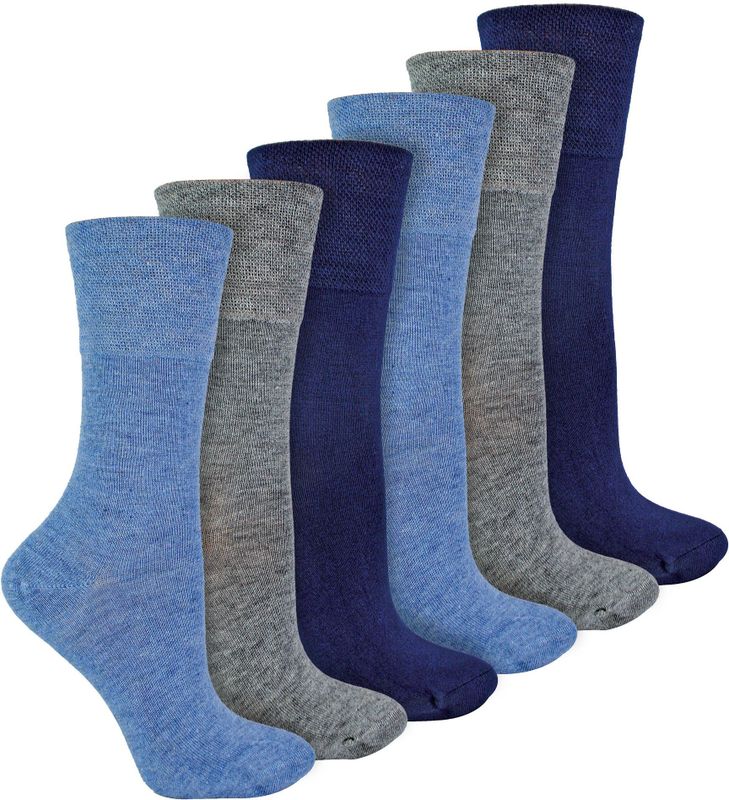 IOMI - Set van 6 Bamboesokken - Blauw - Voor Diabeten - Comfortabel en Gezond