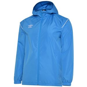 Umbro Waterdichte jas met capuchon voor kinderen (Ibiza Blauw/Briljant Wit)