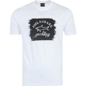 Paul & Shark T-shirt met verweerd logo voor heren, wit