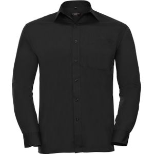 Russell Collectie Herenshirt met lange mouwen (Zwart)
