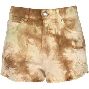 Pinko - Tie-Dye Jeans Shorts Gina 5 - Korte Broeken - Beige - Dames