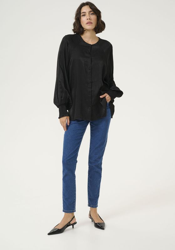 Kaffe - Shirt - Zwart - Klassieke Blouse - Lange Mouw