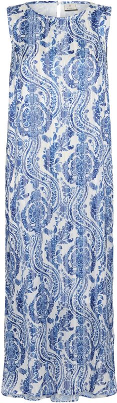 Kaffe - KAJemma - Jurk - Blauw/Wit - 3/4 Lengte - Mouwloos