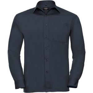 Russell Collection Heren Poplin Easy-Care overhemd met lange mouwen (Franse marine)