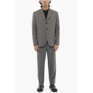 Zijsplitten, reverskraag, slim fit, 3-knoops pak in grijs