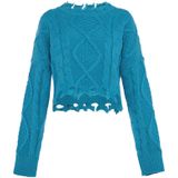Mymo - Gebreide Trui - Turkoois - Dames - Cropped Silhouet