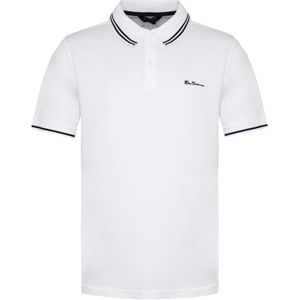 Ben Sherman Tweeling Gestipt Heren Wit Poloshirt