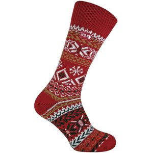 THMO - Vintage Herensokken Van Thermo Wolmix - Fairisle Rood - Maat 39 - 45