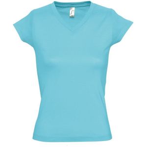 SOLS Dames/dames Maan V Hals T-Shirt met korte mouwen (Blauw Atol)