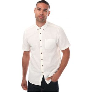 Farah Densmore Overhemd Met Korte Mouwen Voor Heren, Krijtkleur - Maat S