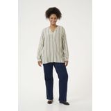 KAFFE - CURVE - Blouse - Beige - Donkergrijs - Wijde Pasvorm
