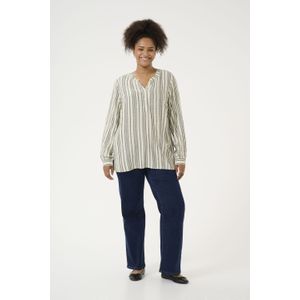 KAFFE - CURVE - Blouse - Beige - Donkergrijs - Wijde Pasvorm