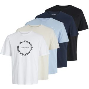 T-shirt - Korte Mouwen - Zwart - Gekamd Jersey - Set van 5 Stuks