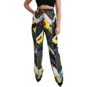 Dolce & Gabbana - Print High Waist Straight Pants - Geel - Broeken
