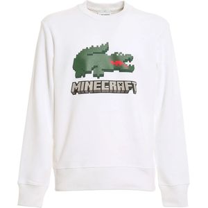 Lacoste Uniseks volwassen Minecraft Sweatshirt met lange mouwen (Wit)