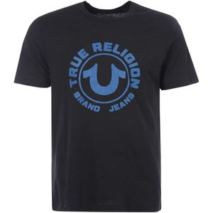 True Religion T-shirt met ronde hals en hd-hoefijzerlogo voor heren, zwart