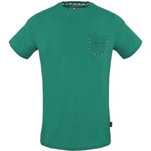 Aquascutum groen T-shirt met geruite zakafwerking