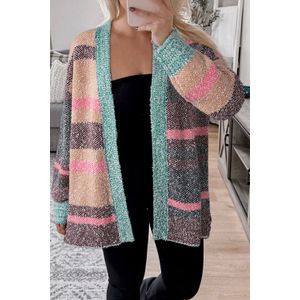 Gestreepte Open Front Cardigan