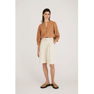 Flowy Gestreepte Blouse in Camel