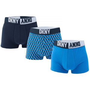 DKNY Yuma Boxershorts Voor Heren, Set Van 3, Blauw - Maat L