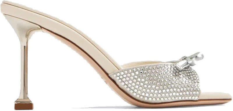 Miu Miu - Leather Crystals - Instapschoenen - Grijs - Dames