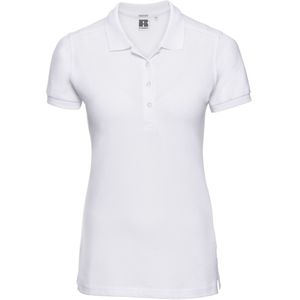 Russell Dames/Dames Piqué Poloshirt (Wit)