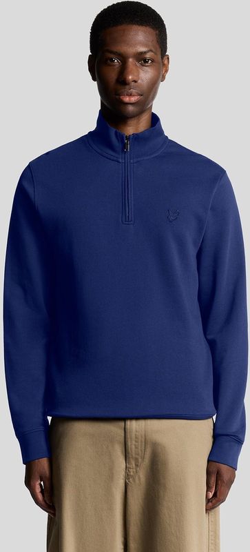 Lyle & Scott Superfine Katoenen 1/4 Zip Sweatshirt - Blauw