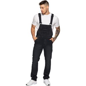 Enzo | Heren Denim Overall Tuinbroek - Zwart - Maat 30/32