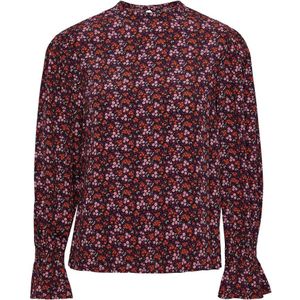 PIECES Gebloemde Top PCBESSIE Donkerrood/ Oranje - Maat XL