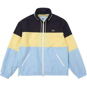 Lacoste Waterafstotende jas met kleurblok voor heren (Zwart/Lichtblauw/Geel)