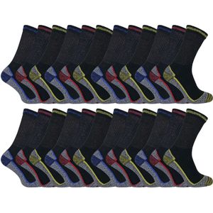 24 Paar Heren Multipack Zachte Ademende Bamboe Werksokken
