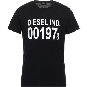Heren Diesel T-Diego 001978 T-shirt In Zwart-wit - Maat M