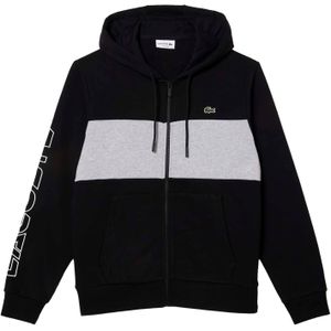 Lacoste Heren Colour Block Full Zip Hoodie (Zwart/Grijs)