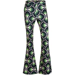 Colourful Rebel high waist flared broek Graphic Peached Extra Flare Pants met grafische print groen