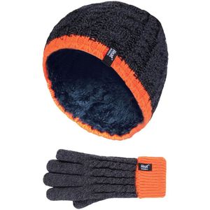 Heat Holders Kinderen kabel gebreide warme muts handschoenen set - Co1p7